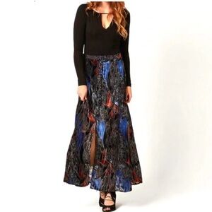 Free People Velvet Burnout Love So Right Button Down Slit Maxi Skirt Size:8
